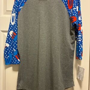 LuLaRoe Grey Randy With Red, white and blue popsicles NWT Size L